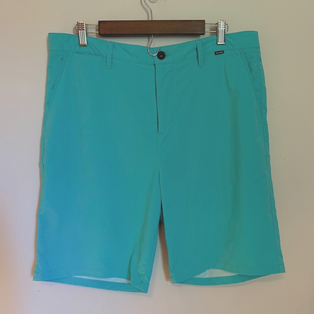 Hurley Hybrid Shorts Mens 36 Turquoise Excellent Nike Dri-FIT Buckle Exclusive